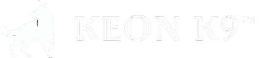 Logo with the text 'KEON' in white serif font on a transparent background.